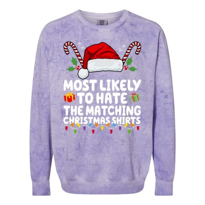 Most Likely To Hat The Matching Christmas Shirts Colorblast Crewneck Sweatshirt