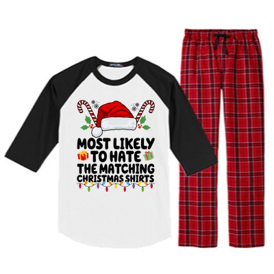 Most Likely To Hat The Matching Christmas Shirts Raglan Sleeve Pajama Set