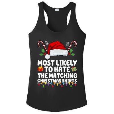 Most Likely To Hat The Matching Christmas Shirts Ladies PosiCharge Competitor Racerback Tank