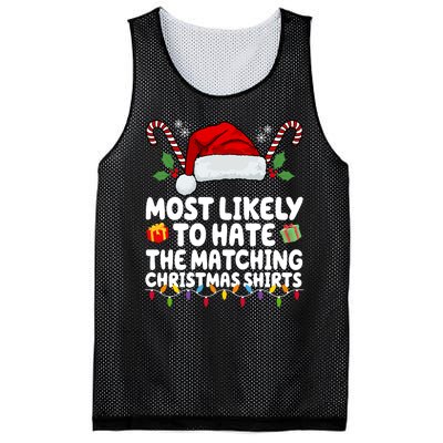 Most Likely To Hat The Matching Christmas Shirts Mesh Reversible Basketball Jersey Tank