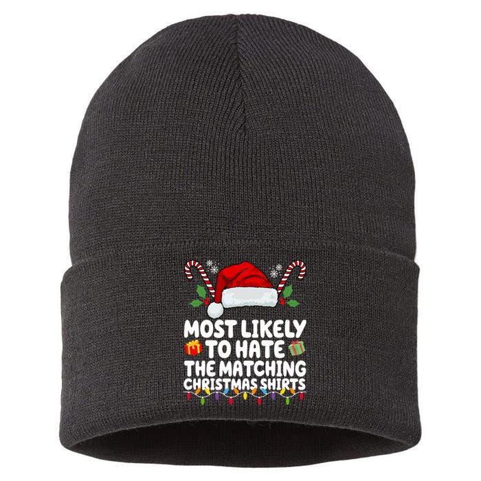 Most Likely To Hat The Matching Christmas Shirts Sustainable Knit Beanie