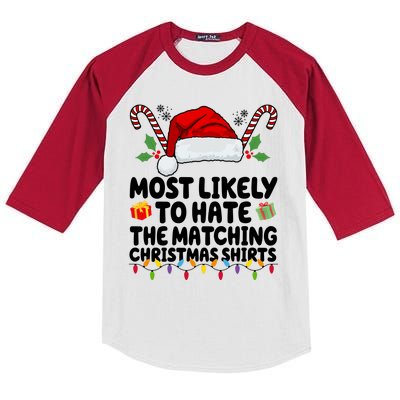 Most Likely To Hat The Matching Christmas Shirts Kids Colorblock Raglan Jersey