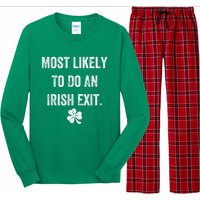 Most Likely To Do An Irish Exit Funny St Patricks Day Long Sleeve Pajama Set