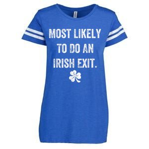 Most Likely To Do An Irish Exit Funny St Patricks Day Enza Ladies Jersey Football T-Shirt