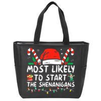 Most Likely To Start The Shenanigans Christmas Family Zip Tote Bag