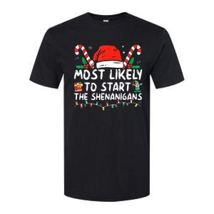 Most Likely To Start The Shenanigans Christmas Family Softstyle CVC T-Shirt