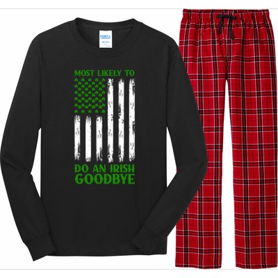 Most Likely To Do An Irish Goodbye Funny St Patricks Day Long Sleeve Pajama Set