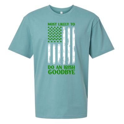 Most Likely To Do An Irish Goodbye Funny St Patricks Day Sueded Cloud Jersey T-Shirt