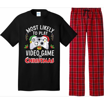 Most Likely To Play Video Games On Christmas Xmas Lights Pajama Set