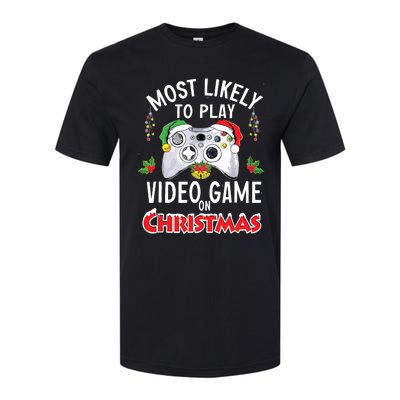 Most Likely To Play Video Games On Christmas Xmas Lights Softstyle CVC T-Shirt