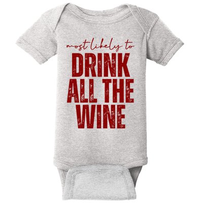 Most Likely To Drink All The Wine Funny Gift Baby Bodysuit