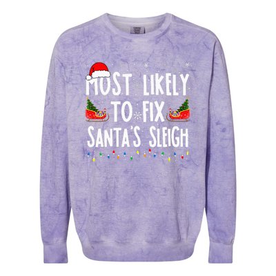 Most Likely to Fix Santa Sleigh Family Matching xmas  Colorblast Crewneck Sweatshirt