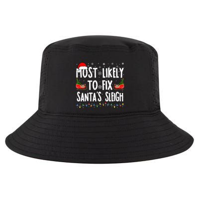 Most Likely to Fix Santa Sleigh Family Matching xmas  Cool Comfort Performance Bucket Hat