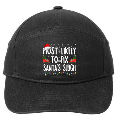 Most Likely to Fix Santa Sleigh Family Matching xmas  7-Panel Snapback Hat