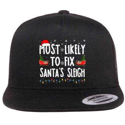 Most Likely to Fix Santa Sleigh Family Matching xmas  Flatbill Hat