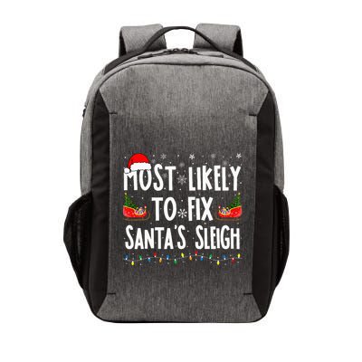 Most Likely to Fix Santa Sleigh Family Matching xmas  Vector Backpack