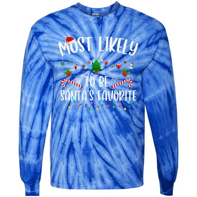 Most Likely To Be Santa's Favorite Christmas Family Matching  Tie-Dye Long Sleeve Shirt