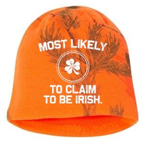 Most Likely To Claim To Be Irish Funny St Patricks Day Kati - Camo Knit Beanie