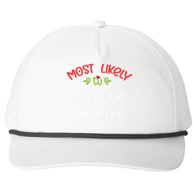 Most Likely To Christmas Shake The Presents Family Group Snapback Five-Panel Rope Hat