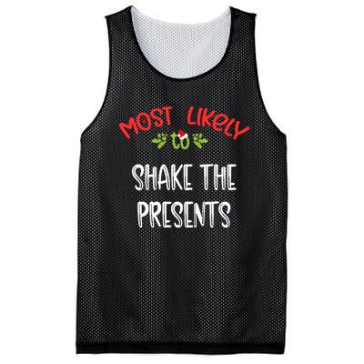 Most Likely To Christmas Shake The Presents Family Group Mesh Reversible Basketball Jersey Tank