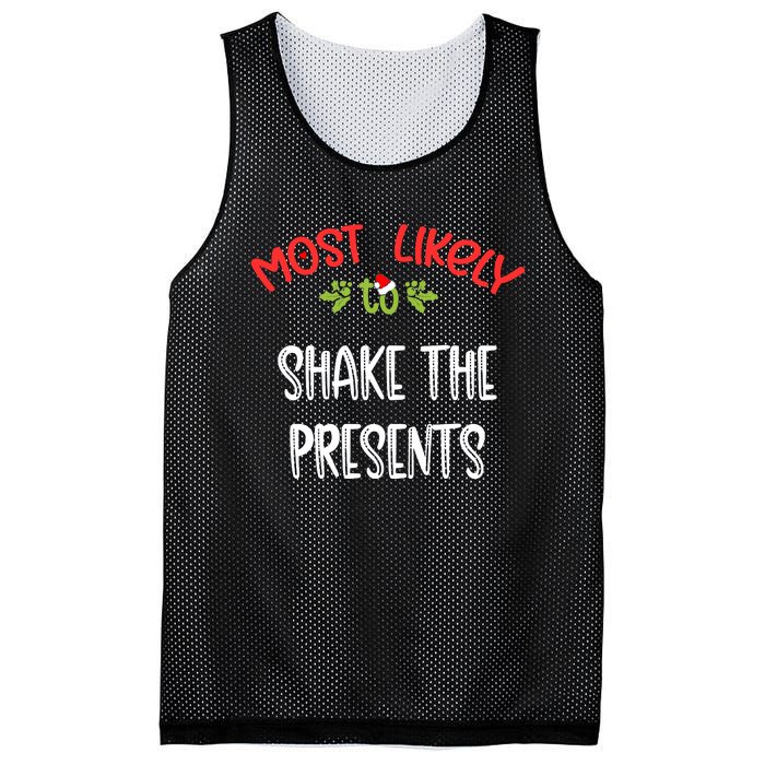 Most Likely To Christmas Shake The Presents Family Group Mesh Reversible Basketball Jersey Tank