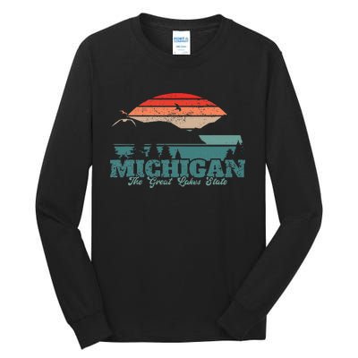 Michigan Lake The Great Lakes State Proud Michigander Tall Long Sleeve T-Shirt