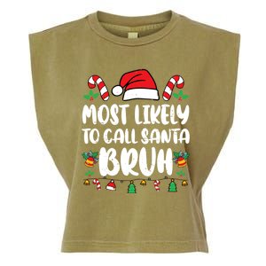 Most Likely To Call Santa Bruh Family Christmas Pajama Kids Garment-Dyed Women's Muscle Tee