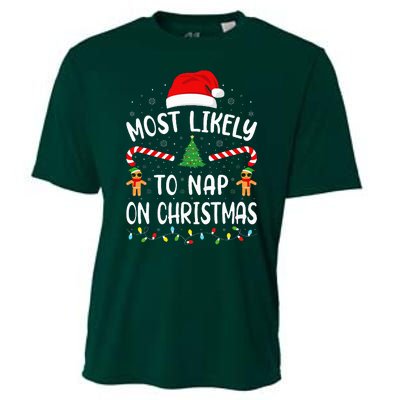 Most Likely To Nap On Christmas Squad Family Joke Costume  Cooling Performance Crew T-Shirt