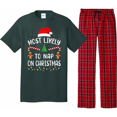 Most Likely To Nap On Christmas Squad Family Joke Costume  Pajama Set