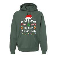 Most Likely To Nap On Christmas Squad Family Joke Costume  Premium Hoodie