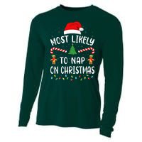 Most Likely To Nap On Christmas Squad Family Joke Costume  Cooling Performance Long Sleeve Crew