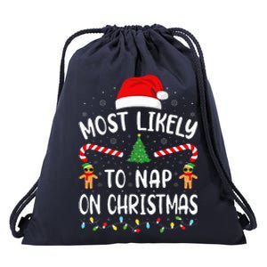 Most Likely To Nap On Christmas Squad Family Joke Costume  Drawstring Bag