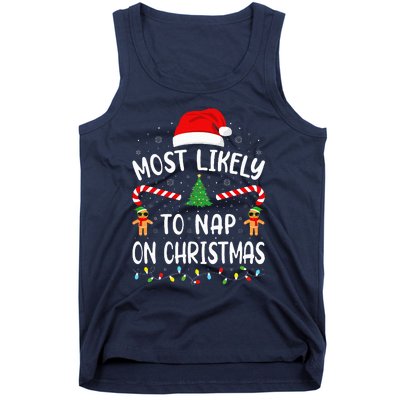 Most Likely To Nap On Christmas Squad Family Joke Costume  Tank Top