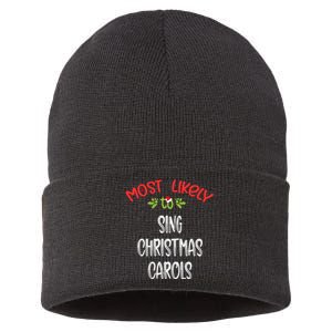 Most Likely To Christmas Sing Christmas Carols Family Group Sustainable Knit Beanie