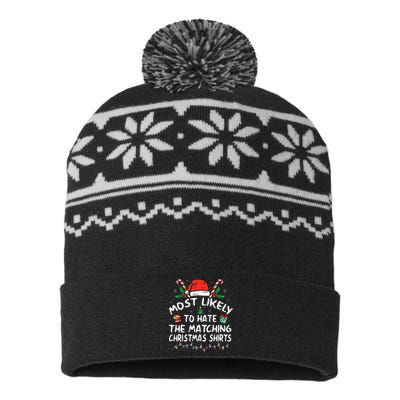 Most Likely To Hate Matching Christmas Funny Family Matching USA-Made Snowflake Beanie