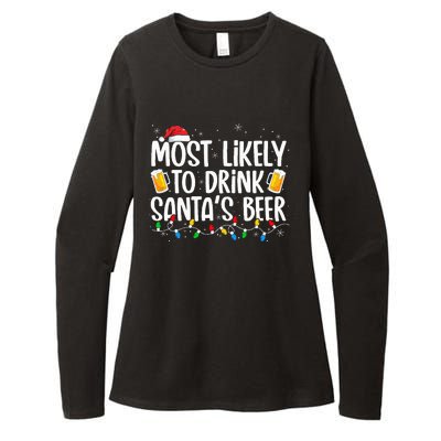 Most Likely To Drink Santa's Beer Xmas Drinking  Womens CVC Long Sleeve Shirt