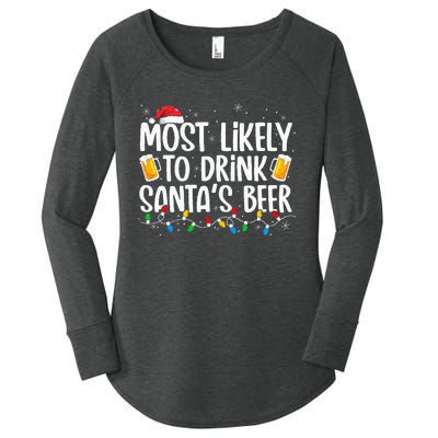 Most Likely To Drink Santa's Beer Xmas Drinking  Women's Perfect Tri Tunic Long Sleeve Shirt