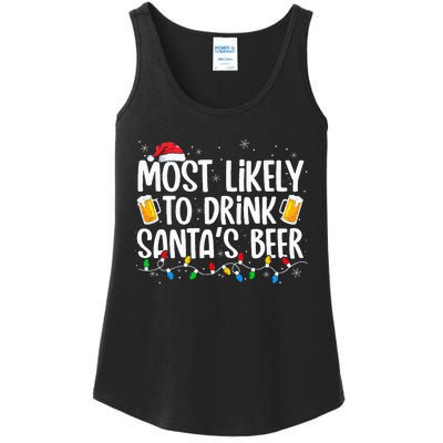 Most Likely To Drink Santa's Beer Xmas Drinking  Ladies Essential Tank