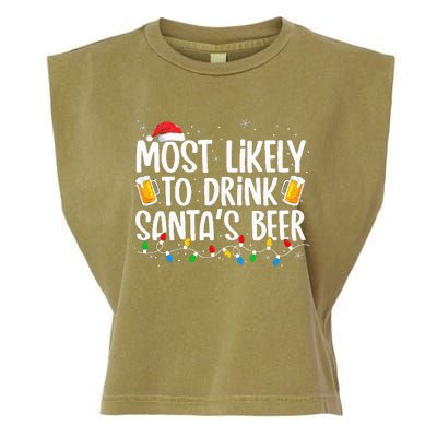 Most Likely To Drink Santa's Beer Xmas Drinking  Garment-Dyed Women's Muscle Tee