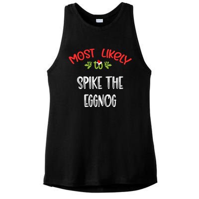 Most Likely To Christmas Spike The Eggnog Family Group Ladies PosiCharge Tri-Blend Wicking Tank