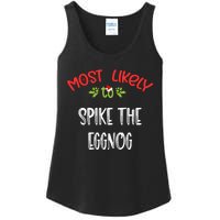 Most Likely To Christmas Spike The Eggnog Family Group Ladies Essential Tank