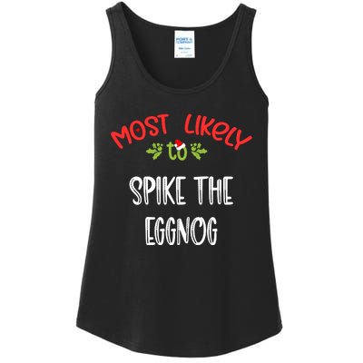 Most Likely To Christmas Spike The Eggnog Family Group Ladies Essential Tank