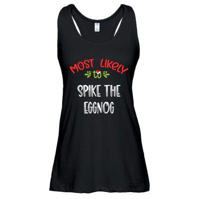 Most Likely To Christmas Spike The Eggnog Family Group Ladies Essential Flowy Tank