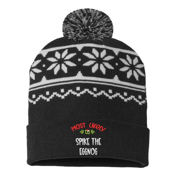 Most Likely To Christmas Spike The Eggnog Family Group USA-Made Snowflake Beanie