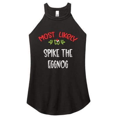 Most Likely To Christmas Spike The Eggnog Family Group Women's Perfect Tri Rocker Tank