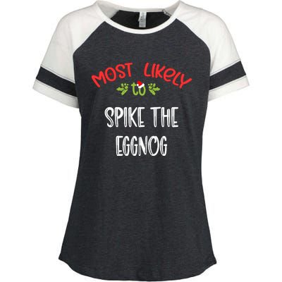 Most Likely To Christmas Spike The Eggnog Family Group Enza Ladies Jersey Colorblock Tee