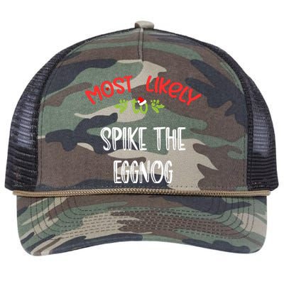 Most Likely To Christmas Spike The Eggnog Family Group Retro Rope Trucker Hat Cap