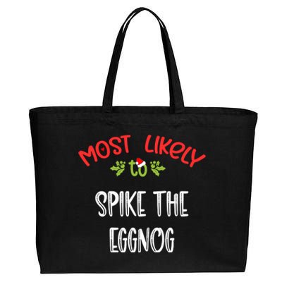 Most Likely To Christmas Spike The Eggnog Family Group Cotton Canvas Jumbo Tote