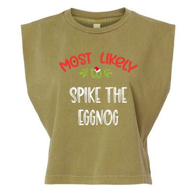 Most Likely To Christmas Spike The Eggnog Family Group Garment-Dyed Women's Muscle Tee