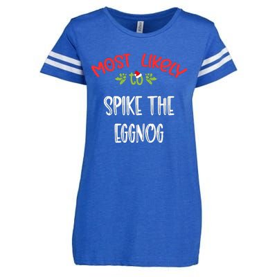 Most Likely To Christmas Spike The Eggnog Family Group Enza Ladies Jersey Football T-Shirt